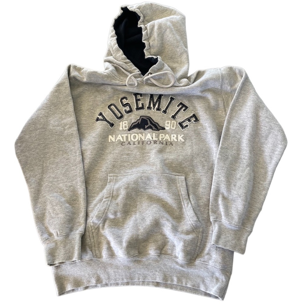 Yosemite National Park Prairie Mountain Gray Embroidered Hoodie